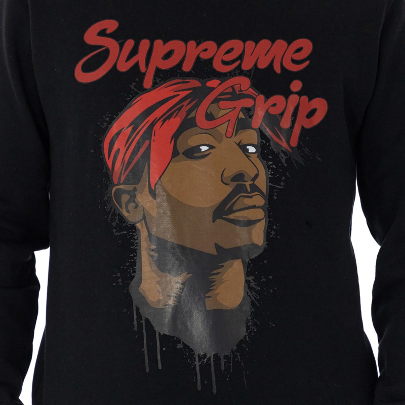 Supreme Grip Portrait Print Crewneck Sweatshirt Black
